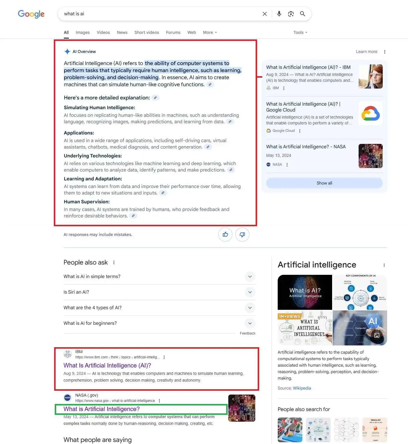 Google Search - How Google AI shows Results